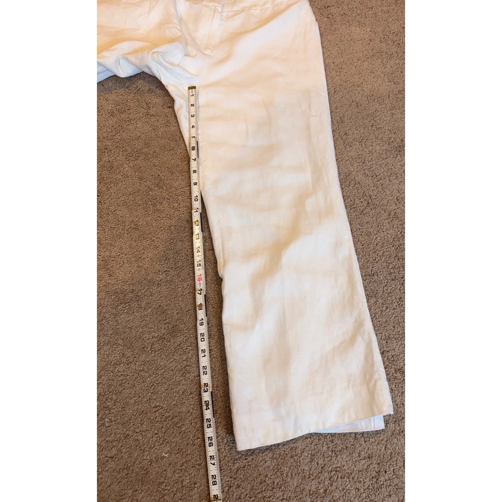 Lafayette 148 New York White Linen Wide Leg Trousers Pants Womens - Picture 7 of 16